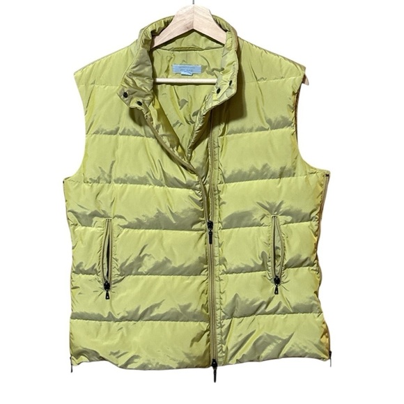 EUC - Strenesse Blue - Chartreuse Puffer Vest - Size 42/US12 - Picture 1 of 4